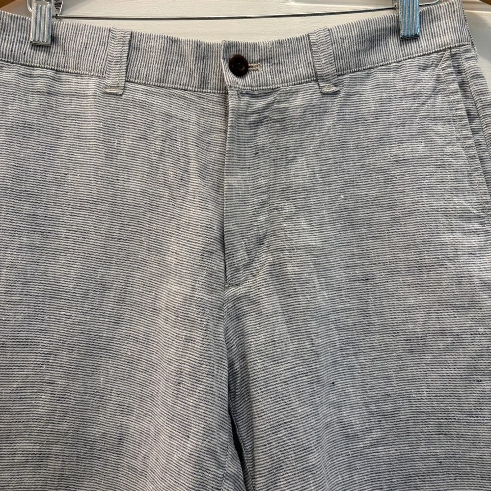 J.Crew Mens 100% Linen Pinstripe Shorts Blue White 32 NWT 9 Inseam Old Money